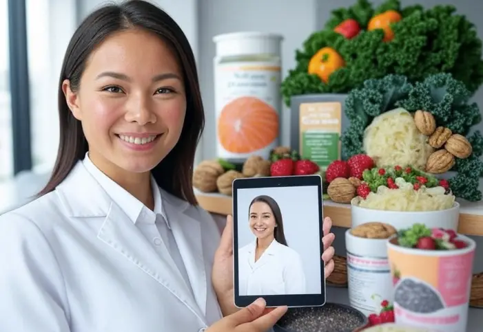 Dermatologist sharing expert advice with acne diet success stories