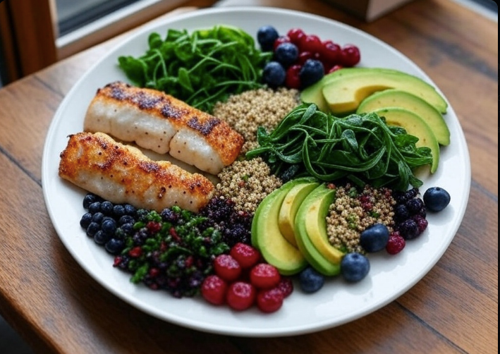 Example of a heart-healthy and anti-inflammatory meal like Neil Cavuto might consume.