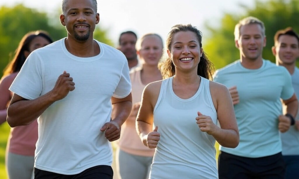 Group of people staying active with toned skin post-weight loss