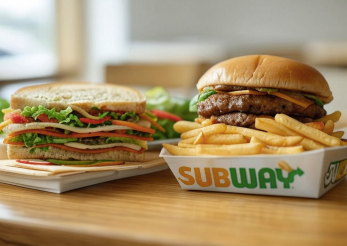 Healthy Subway vs traditional fast food visual comparison