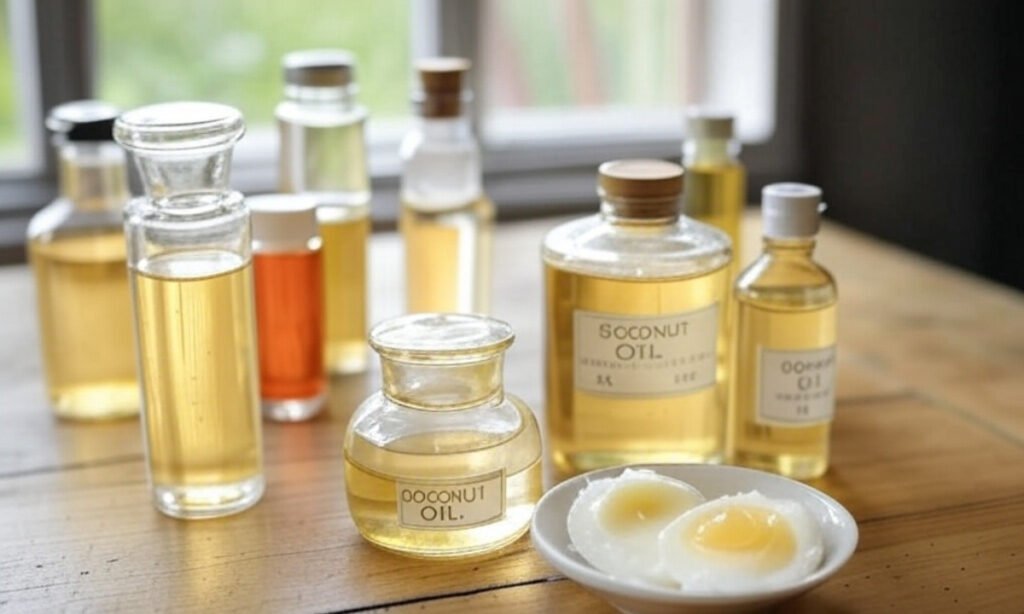 Natural oils and DIY face mask ingredients for skin tightening.
