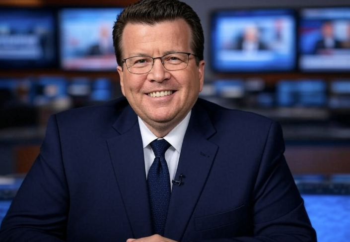 Neil Cavuto hosting his Fox News program, known for his professionalism and resilience.