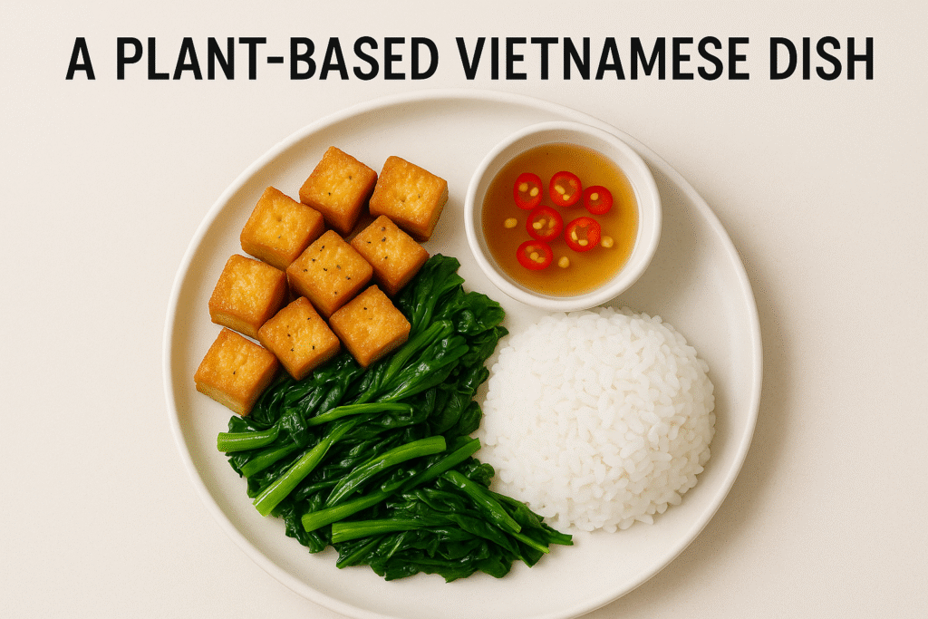 Vegan Vietnamese dish with tofu and vegetables for a plant-based diet