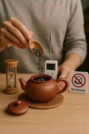Brewing loose-leaf tea with timer and thermometer