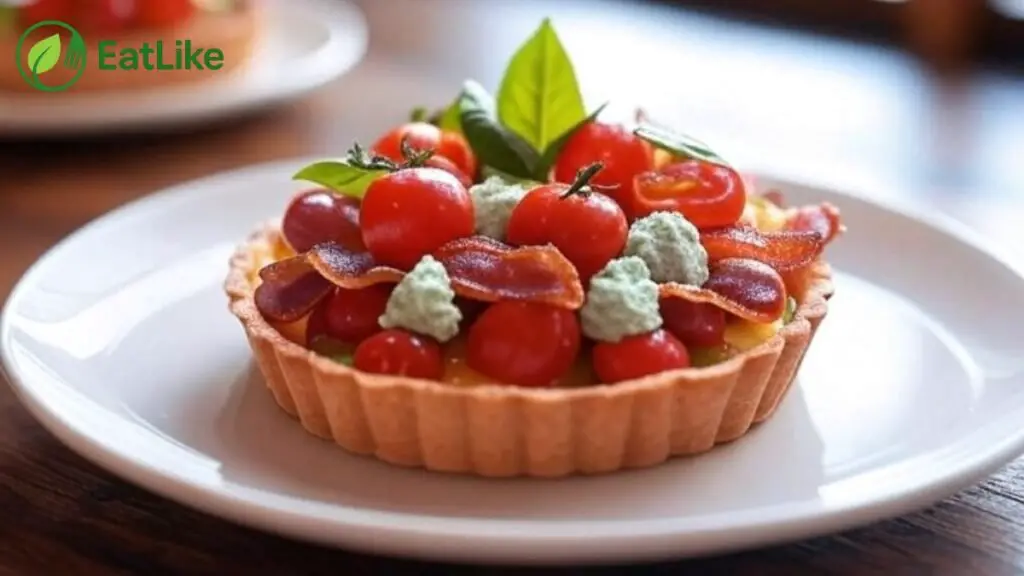 Summer tart with tomatoes, bacon, and ricotta.