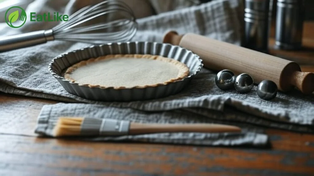 Baking tools needed for making bacon savoury tarts.