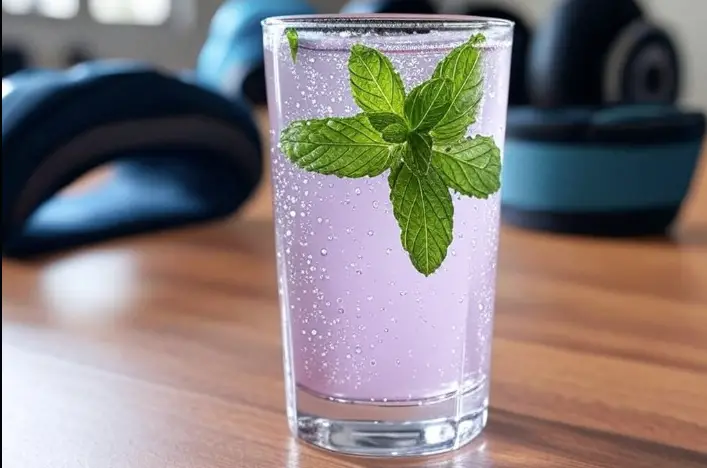 “Low-calorie transfusion cocktail with mint and sparkling water.”