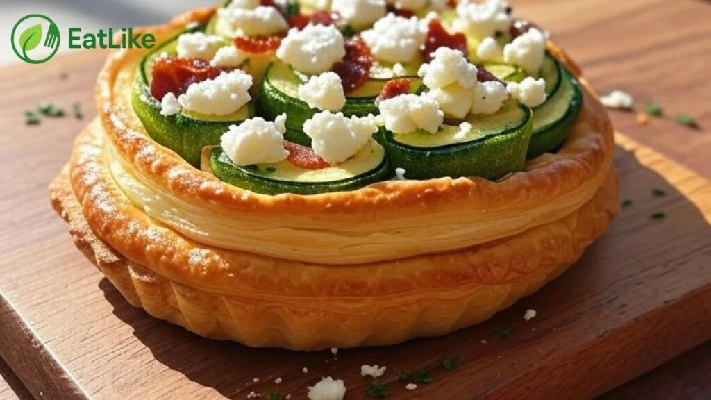 Mediterranean tart with zucchini and feta.