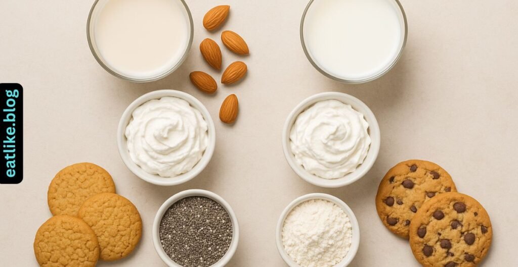 Healthy ingredient swaps for making strawberry banana pudding.